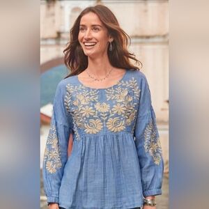 Sundance Sumina Embroidered Floral Peasant Top